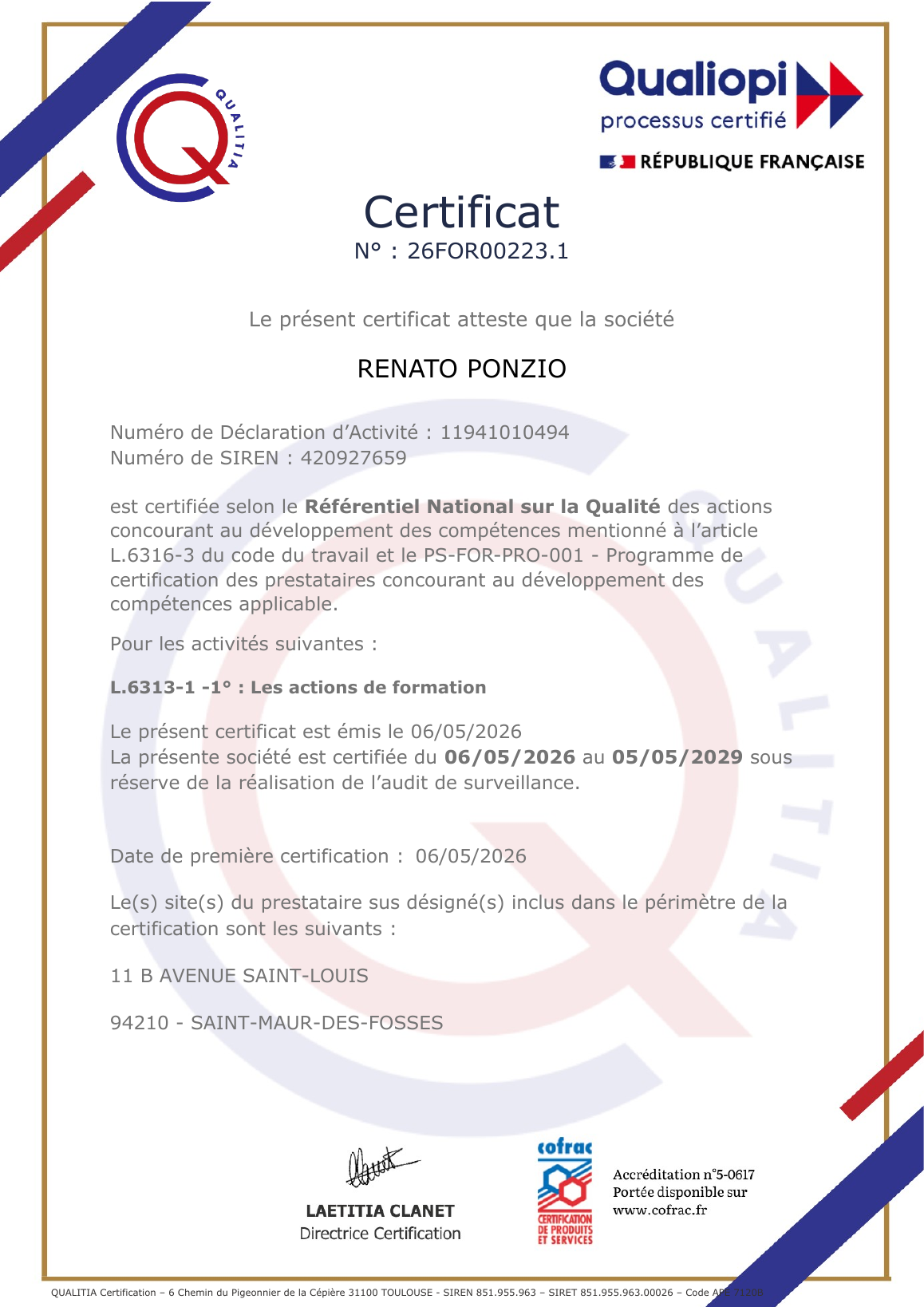 Aperçu du certificat Qualiopi des Formateurs Immo