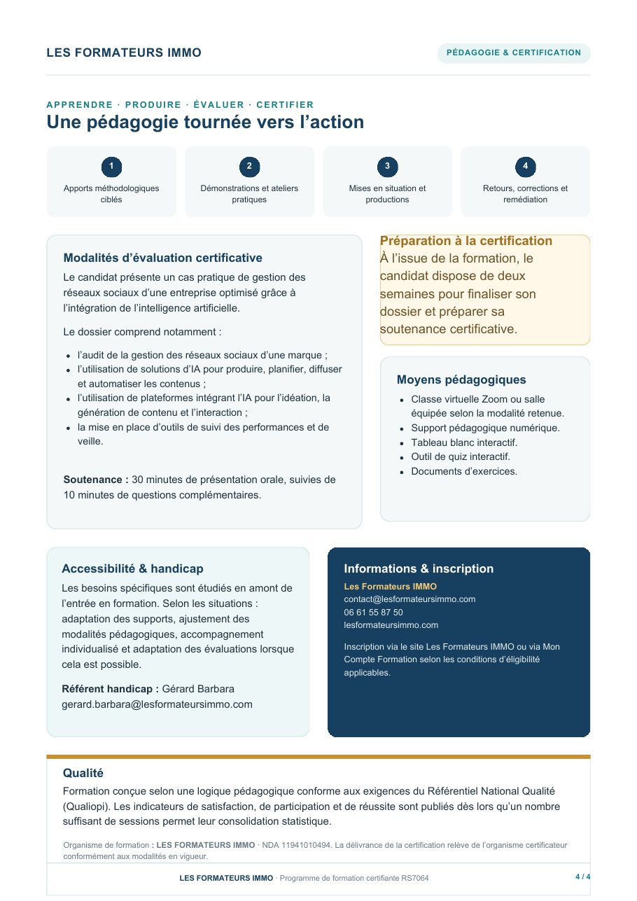 Page 4 du programme Intégrer l’intelligence artificielle dans la gestion des réseaux sociaux